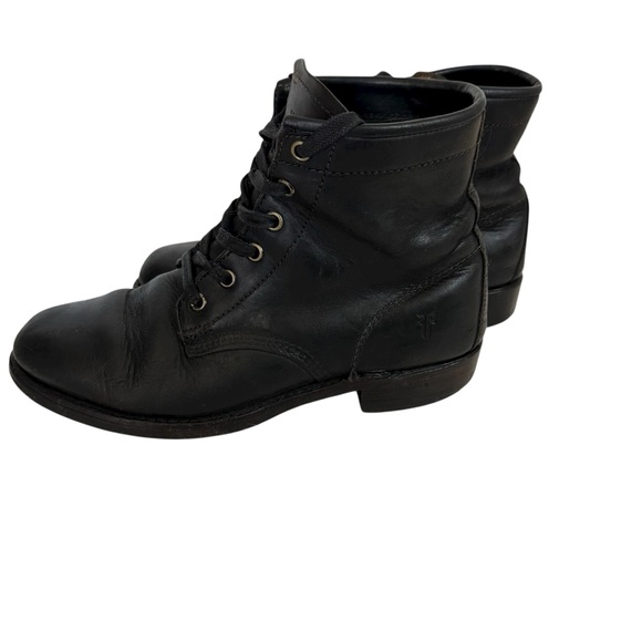 Frye Black Leather Lace Up Boots Size 7.5 - Picture 5 of 9